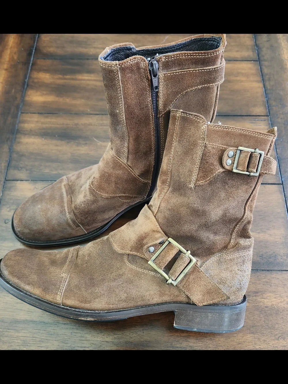 Steve Madden Men's Brown Suede Zip & Buckle Ankle Boots